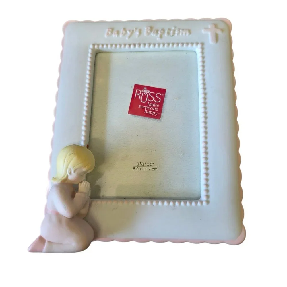RUSS BABY'S BAPTISM, GIRL Picture Frame, Holds 3 1/2